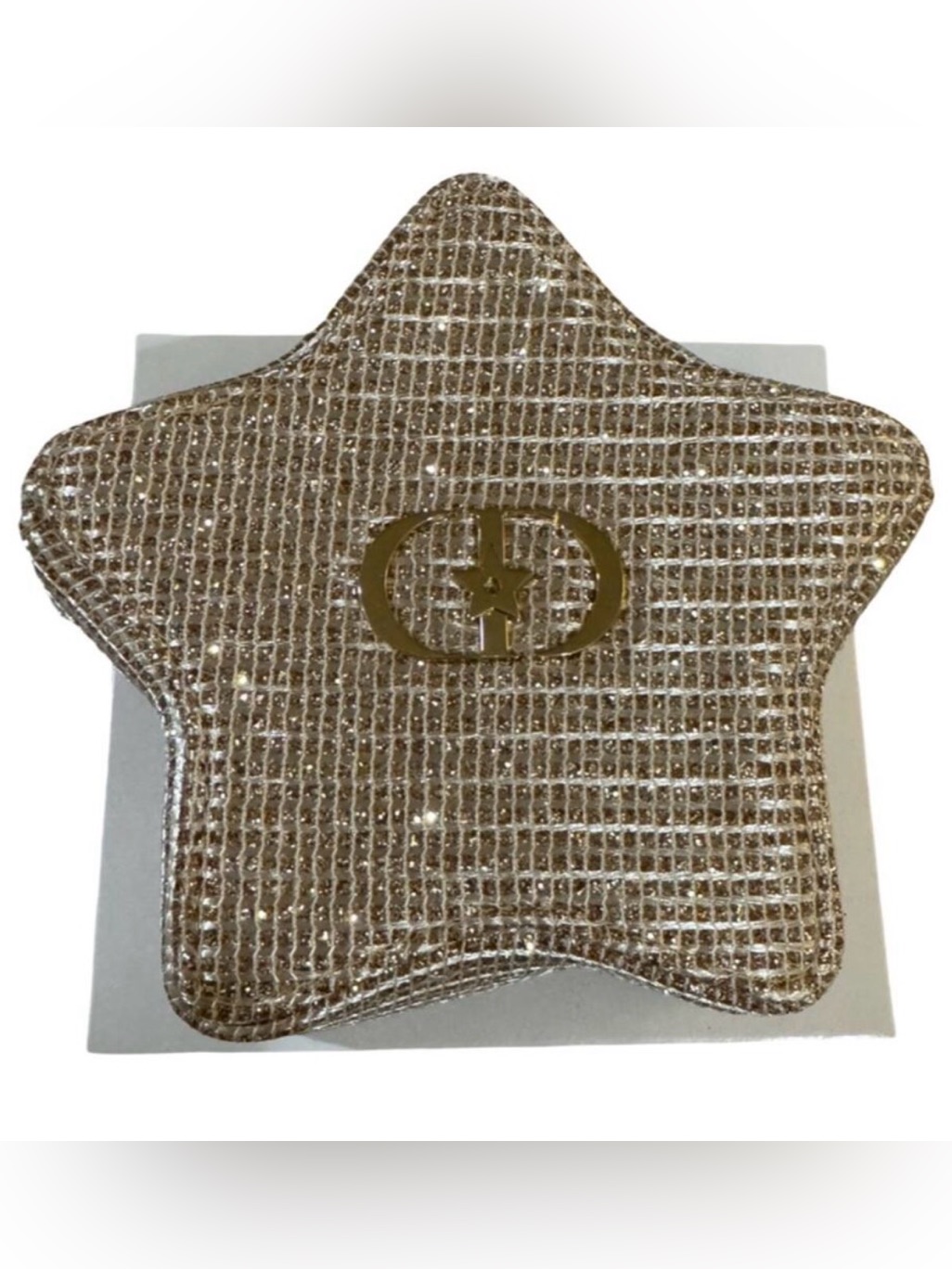 Dior Gwpstar-Shaped Metallic Champagne Glitter Cosmetic Pouch